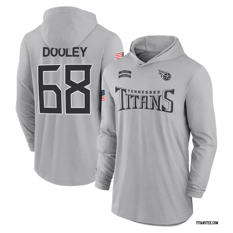 Men's Tennessee Titans ＃68 Brian Dooley Gray 2024 Salute to Service Lightweight Performance Long Sleeve Hooded T-Shirt