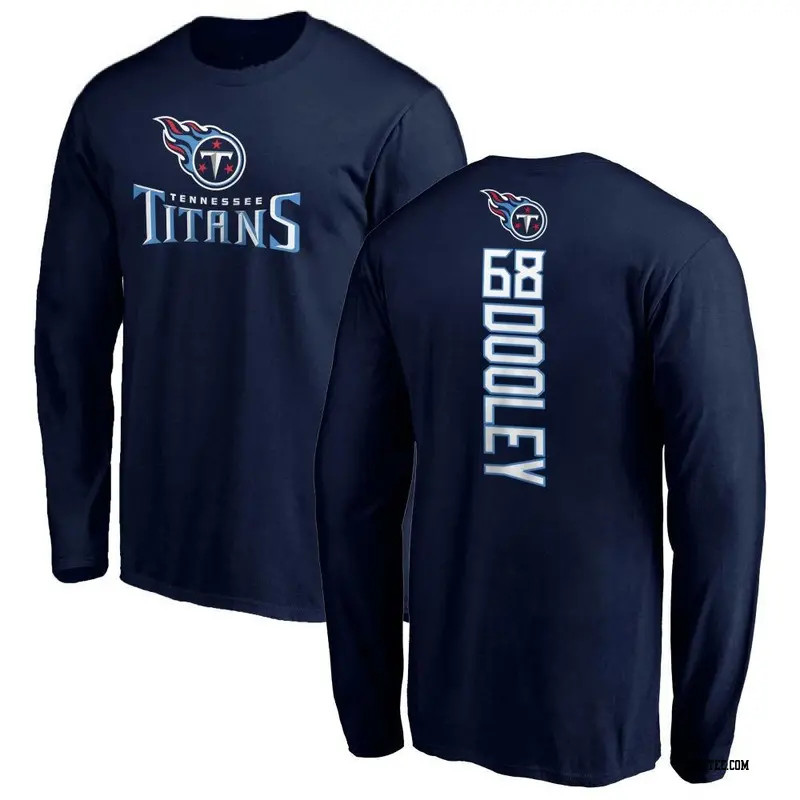 Men's Tennessee Titans ＃68 Brian Dooley Navy Backer Long Sleeve T-Shirt