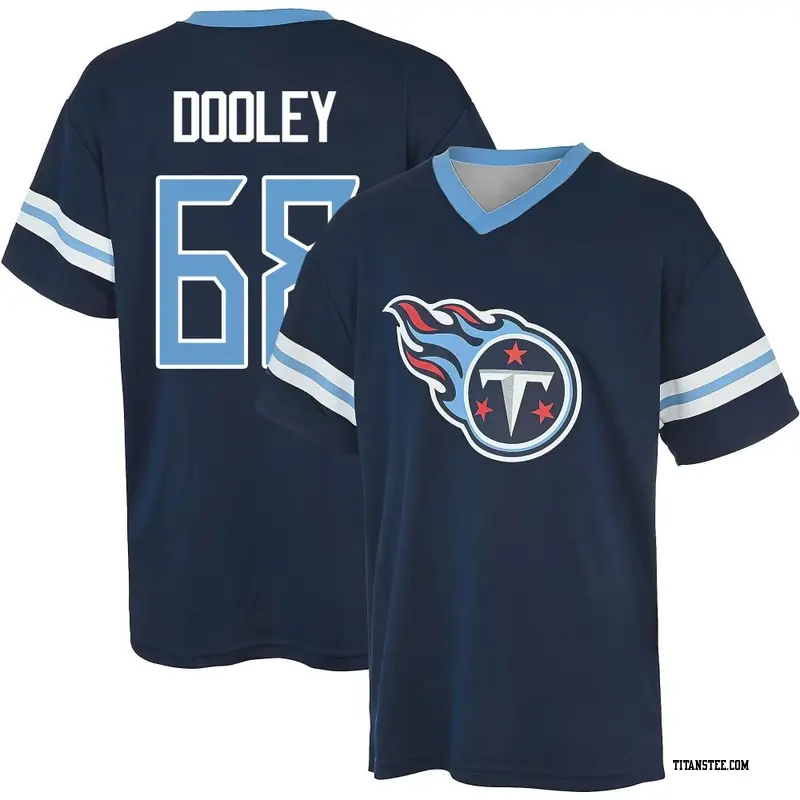 Men's Tennessee Titans ＃68 Brian Dooley Navy Name & Number Game Day V-Neck T-Shirt