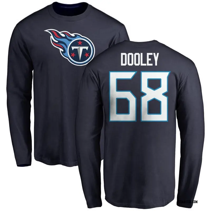 Men's Tennessee Titans ＃68 Brian Dooley Navy Name & Number Logo Long Sleeve T-Shirt