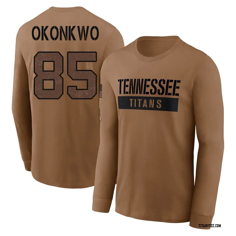 Men's Tennessee Titans ＃85 Chig Okonkwo Brown 2023 Salute To Service Long Sleeve T-Shirt