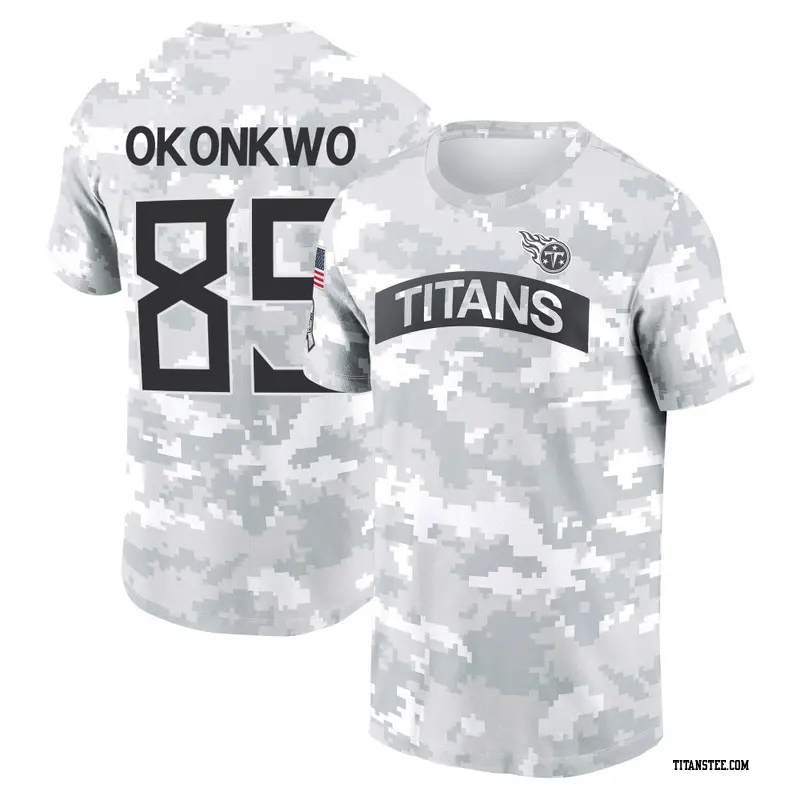 Men's Tennessee Titans ＃85 Chig Okonkwo Camo Arctic 2024 Salute to Service Performance T-Shirt