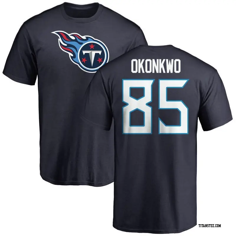 Men's Tennessee Titans ＃85 Chig Okonkwo Navy Name & Number Logo T-Shirt