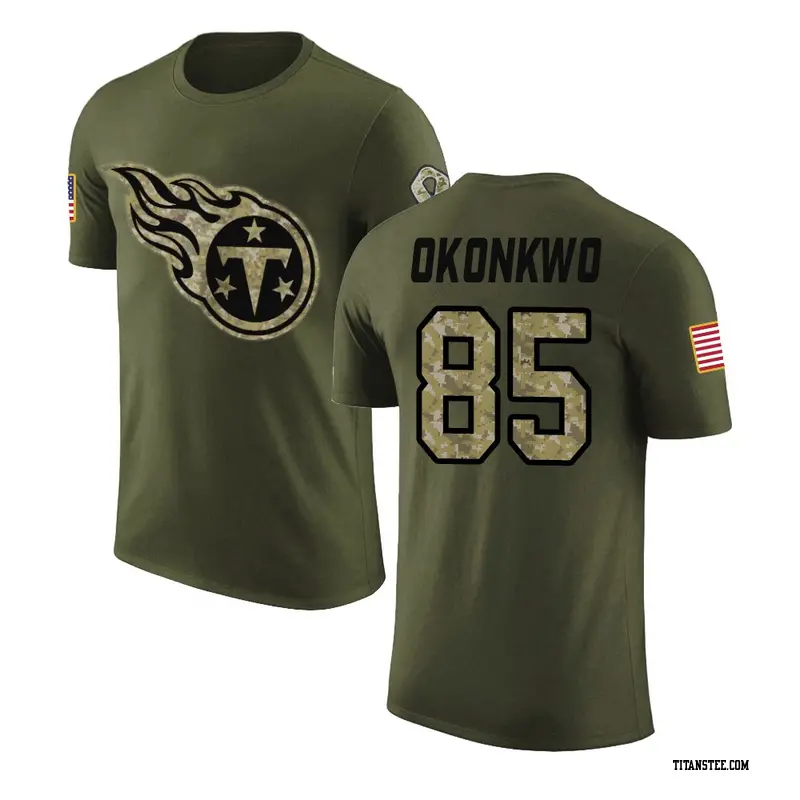 Men's Tennessee Titans ＃85 Chig Okonkwo Olive Salute to Service T-Shirt