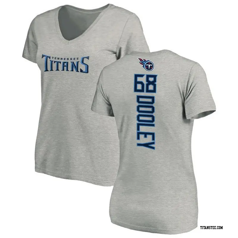 Women's Tennessee Titans ＃68 Brian Dooley Ash Backer V-Neck T-Shirt