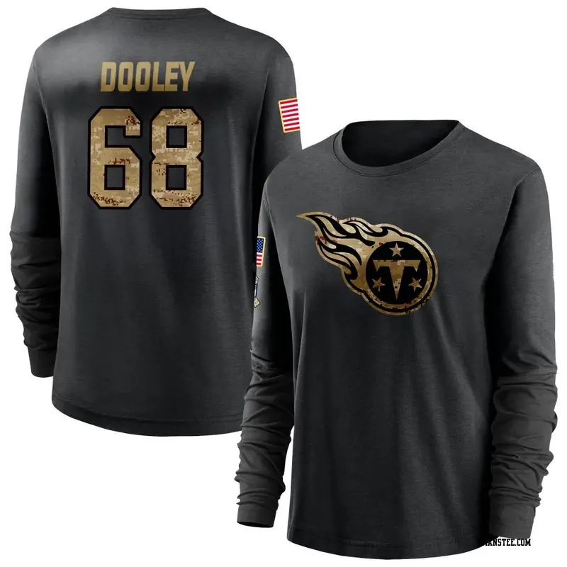 Women's Tennessee Titans ＃68 Brian Dooley Black 2020 Salute To Service Sideline Performance Long Sleeve T-Shirt