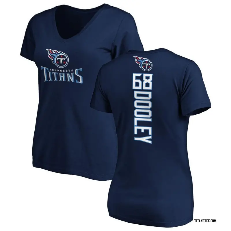 Women's Tennessee Titans ＃68 Brian Dooley Navy Backer Slim Fit T-Shirt