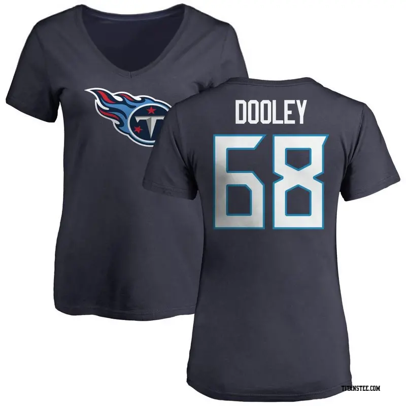 Women's Tennessee Titans ＃68 Brian Dooley Navy Name & Number Logo Slim Fit T-Shirt