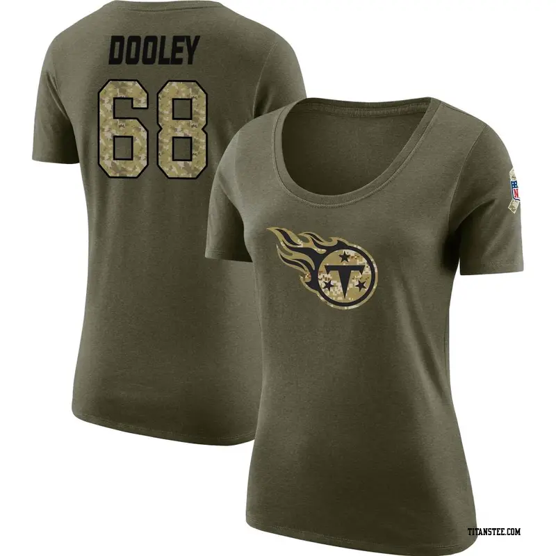 Women's Tennessee Titans ＃68 Brian Dooley Olive Salute to Service Scoop Neck T-Shirt