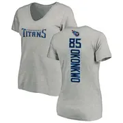 Women's Tennessee Titans ＃85 Chig Okonkwo Ash Backer V-Neck T-Shirt