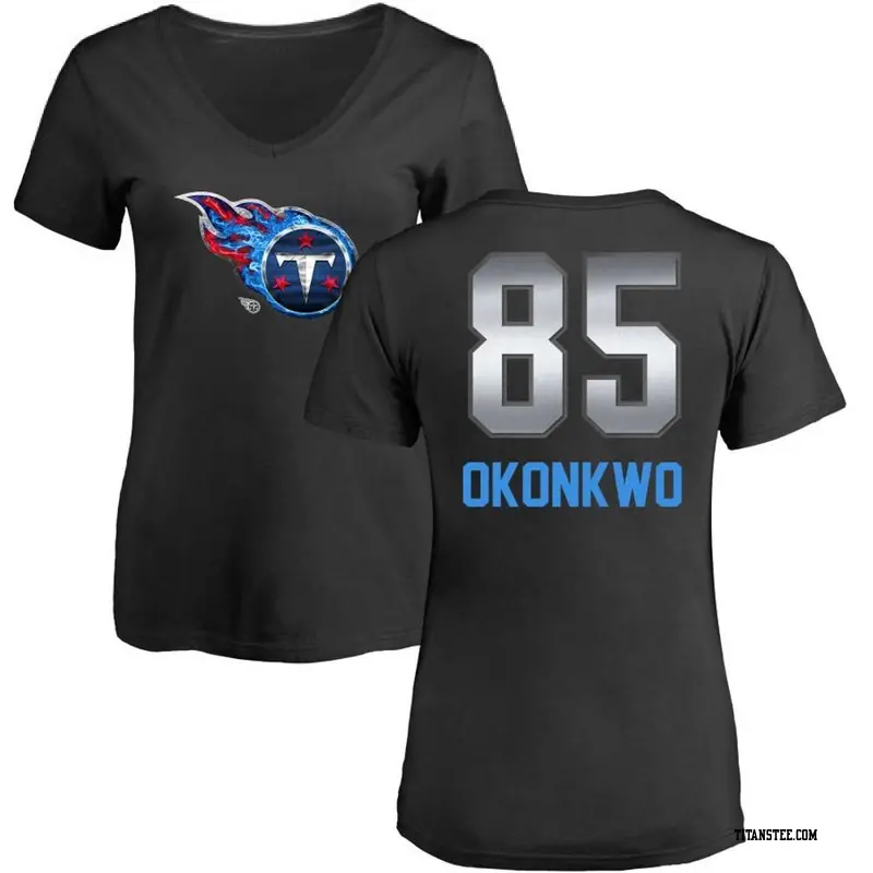 Women's Tennessee Titans ＃85 Chig Okonkwo Black Midnight Mascot T-Shirt