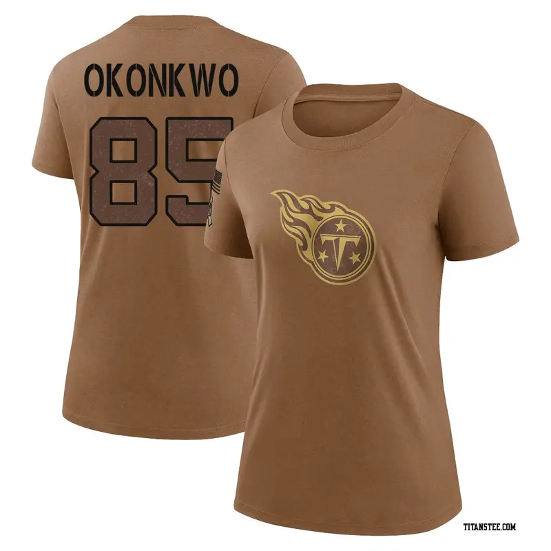 Women's Tennessee Titans ＃85 Chig Okonkwo Brown 2023 Salute To Service Performance T-Shirt